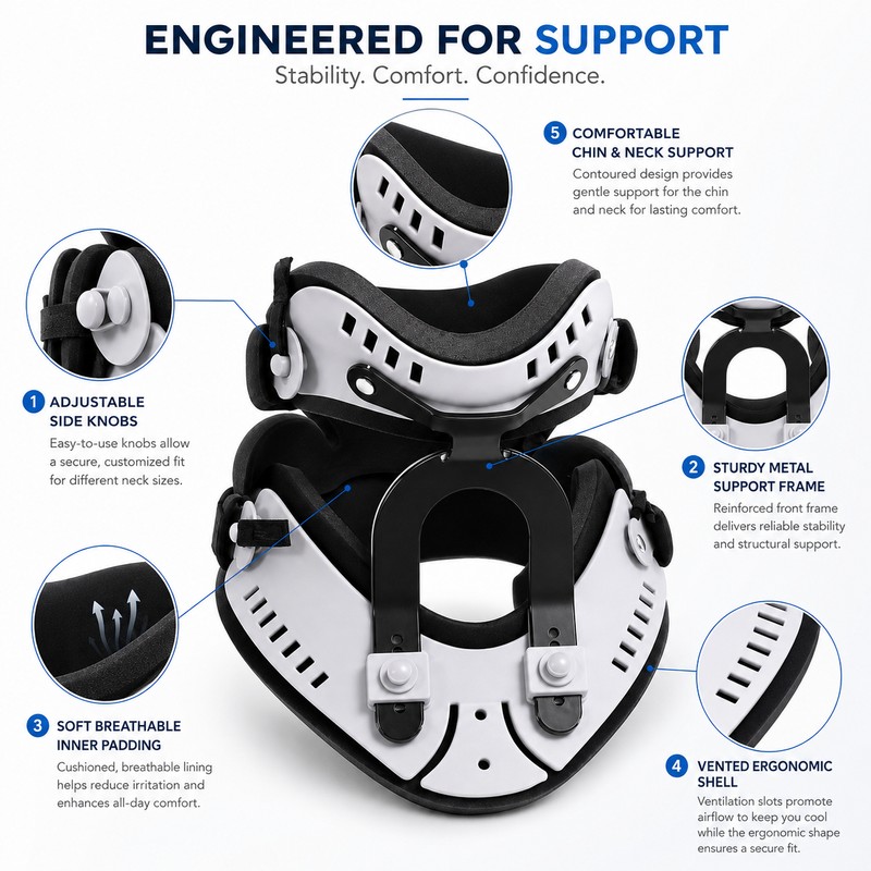 Adjustable Neck Support Brace for Daily Comfort – Cervical Collar