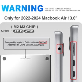 GPXIIZ Case Compatible with MacBook Air 13.6 Inch M3 M2 Protective Case 2024 2023 2022 Release A3113 A2681, Ultra Thin Hard Shell Snap Case Cover 13.6 Inches, Crystal Clear