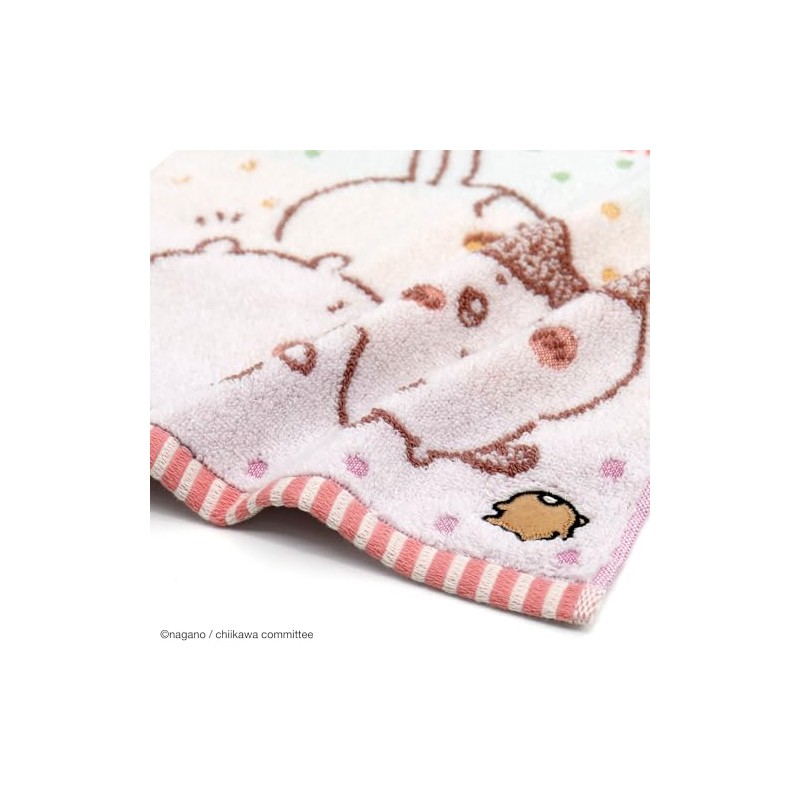 Chiikawa Friends Towel Handkerchief, Pink, Pile, 41-1160080, Approx. 9.8 x