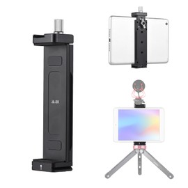 Smartphone Tablet Tripod Mount Phone Holder Clamp Aluminum Alloy 12.5cm-23cm/4.92in-9.05in Adjuatable Width with Cold Shoe Mount 1/4in Threaded Holes Compatible with Smartphone 13/12/11