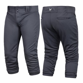 WEARCOG Premier Softball Pants | Dark Grey Youth Knicker Softball Pants with Belt Loops Elastic Bottom for Girl's | X-Large Size