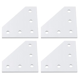 sourcing map 4Pcs Corner Bracket Plate, 60mmx60mm L-Shape Joint Plates 4mm Thick Outside Joining Plate Support Corner for Repair Furniture, White