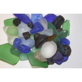 Southern Metal Satin Smooth Sea Glass Vase Fillers Sizes of 1/2 inch to 2 1/2 inches and up, Quality Inspected, Machine Tumbled, 4 pounds - Chunky L