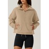 QINSEN Fleece Sweatshirt for Women Half Zip kangaroo Pocket Loose