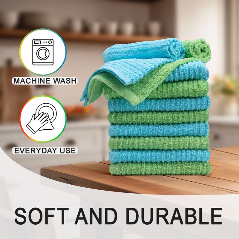 Textila Bar Mop Towels 12x12 Inch – Green & Turqoise