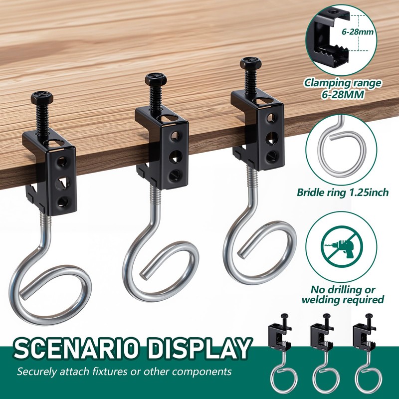 Tandefio 50 Set 1/4"-20 Spring Steel Beam Clamps Metal Beam