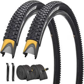 2 Pack Anti-Puncture 24"x1.95" Bike Tires with 2 Levers and with or Without 2 Inner Tubes (24x1.95-2 Tires 2 Tubes 2 Levers)