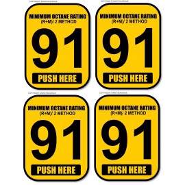 OwntheAvenue x4 - 91 Octane Gas Pump Button Vinyl Sticker Gasoline Petrol Decal 2x2.5 Inch