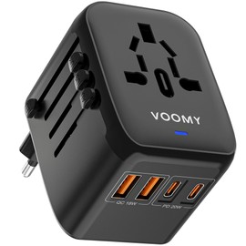 Voomy Travel Adapter Worldwide, Travel Plug with 2 USB, 2 USB C and 1AC Socket, International Socket Adapter, Universal Adapter, USA UK Thailand, Travel Adapter Usa, Travel Adapter Uk, Travel Adapter
