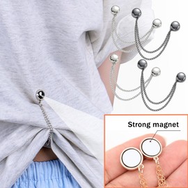 Ouliget Multi-Function Magnetic Clothing Clips,Pinless Brooch Chain Magnetic Buttons Shawl Clips for Hijab, Loose T-Shirt Hems, Sleeves, Collar and Pants Hems,4 Pieces (Rose Gold and Gold)