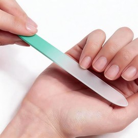 Glass Nail File with Case 3 Pack, Double-Sided Etched Crystal Fingernail Files for Natural Nails, Stocking Stuffers, Women Gift Set, Pink Mint Blue
