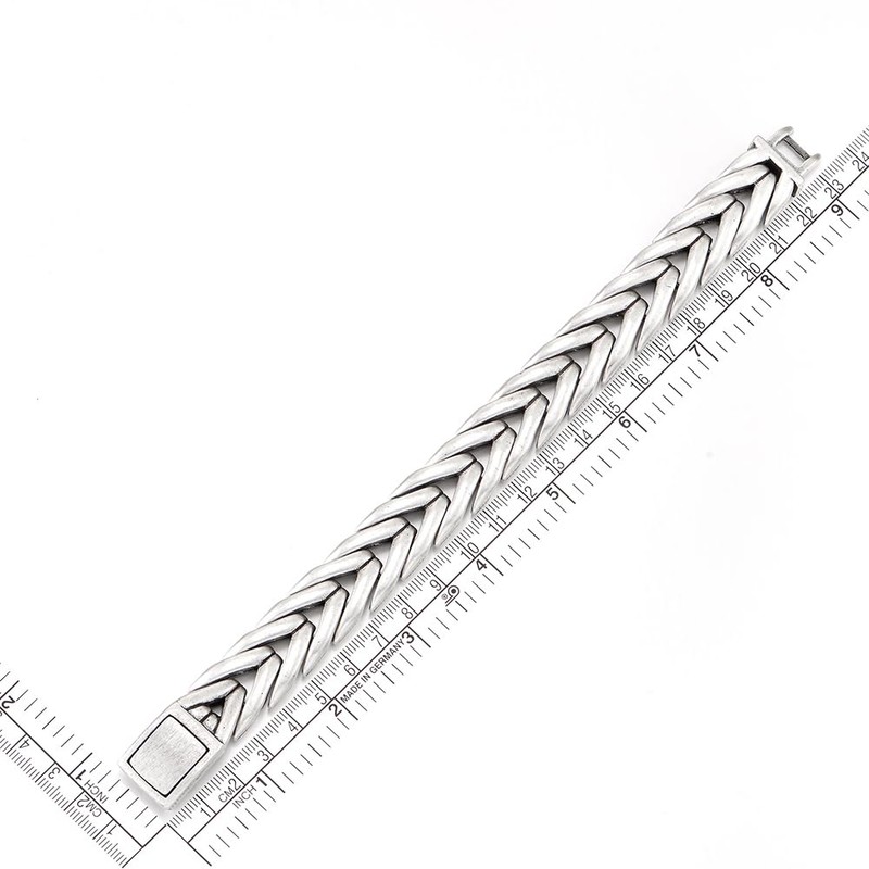COOLSTEELANDBEYOND Men's Heavy Stainless Steel Braided Wheat Chain Bracelet, Woven