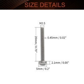 MroMax M2.5 x 20mm Machine Screws Phillips Head Screw 304 Stainless Steel Silver Grey 30pcs