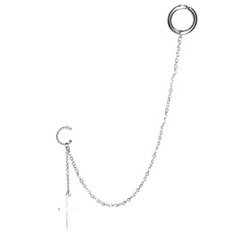 No Hole Chain Earrings Chain Earrings Fake Mouth Piercing Lips Ear Cuff Korean Style Cute Cool Mine Mass Production, Stainless Steel