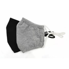 IVY 2 Cotton Face Mask Elastic ear straps with adjusters Can Washable Black/Grey
