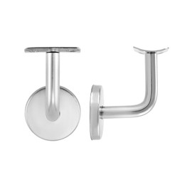 QWORK® Pack of 5 Stainless Steel Handrail Brackets, Wall Bracket with Cover Rosette 60 x 60 mm