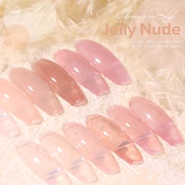 Larvall Larvall Beautpal Nude Gel Polish Set Milky Nude Sheer Pink Jelly Gel Polish Nail Kit Soak Off UV Translucent Nail Polish Gel 6PCS 8ml