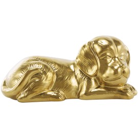 Deco 79 Ceramic Dog Decorative Sculpture Laying Home Decor Statue with Matte Finish, Accent Figurine 10" x 5" x 5", Gold