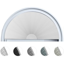 Arch Window Shade Blackout Cellular Shades Half Circle Moon Small Window Covering No Drill Honeycomb Blinds for Indoor Windows Room Darkening Easy Install Light Blocking Blinds (1, White, 24x12inch)