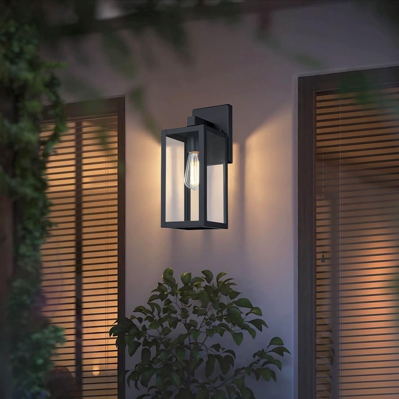 GRUENLICH Waterproof Large Outdoor Wall Lanterns, Modern Black Porch Sconces