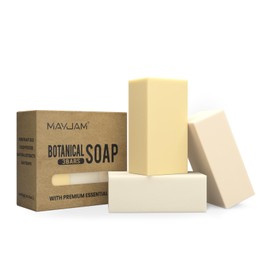 MAYJAM Soap Bars for Face & Body, 3 Pack Body Soap Set with Roman Chamomile, Frankincense, Lemongrass Oil, Moisturizing Natural Bar Soap for Hand Skin Care, Refreshing Bathing Cleanser