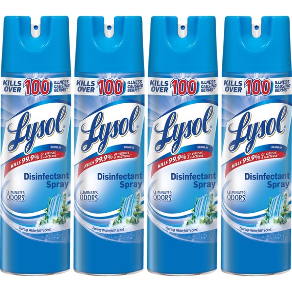 Lysol Disinfectant Spray, Spring Waterfall, 76oz (4X19oz)