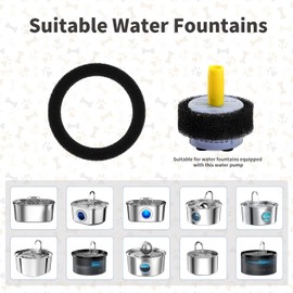 Vekonn Replacement Foam Filter for Stainless Steel Cat Water Fountain, Pack of 4