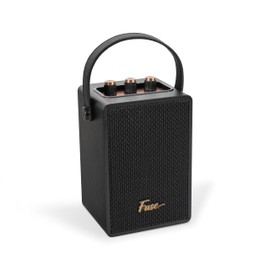 Fuse Andle Vintage Retro Bluetooth Speaker with Vegan Leather Handle | Portable Speaker with Smartphone Connection | USB & AUX Input | Stylish Black Wood Exterior