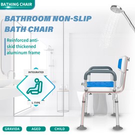 Shower Chair Heavy Duty Shower Chair for Inside Height Adjustable Shower Chair with Arms Shower Seats for Elderly, Disabled and Handicap Support Up to 330 Pounds