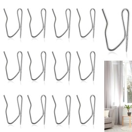 UGOVCWG Ganchos de Cortina, 50 Piezas Ganchos de Ganchillo para Cortina, Ganchos de Cortina de Metal para Cortinas, Cortinas de Puerta, Cortinas de Ducha (Plata)