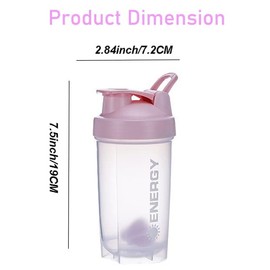 Yowlens Protein Shaker Bottle Sports Supplements Shakers With Mixer Ball, BPA Free Leak Proof Screw On Lid Workout Water Cup 500 ml（Pink）