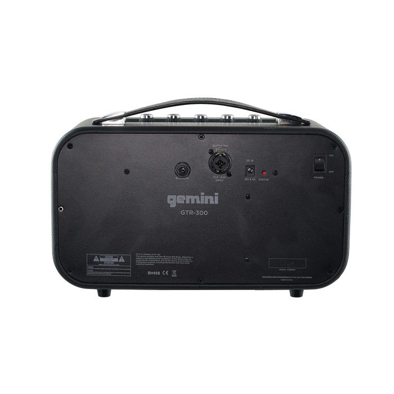 Gemini GTR300 Portable BTTERY Powered BLU SPK,Black