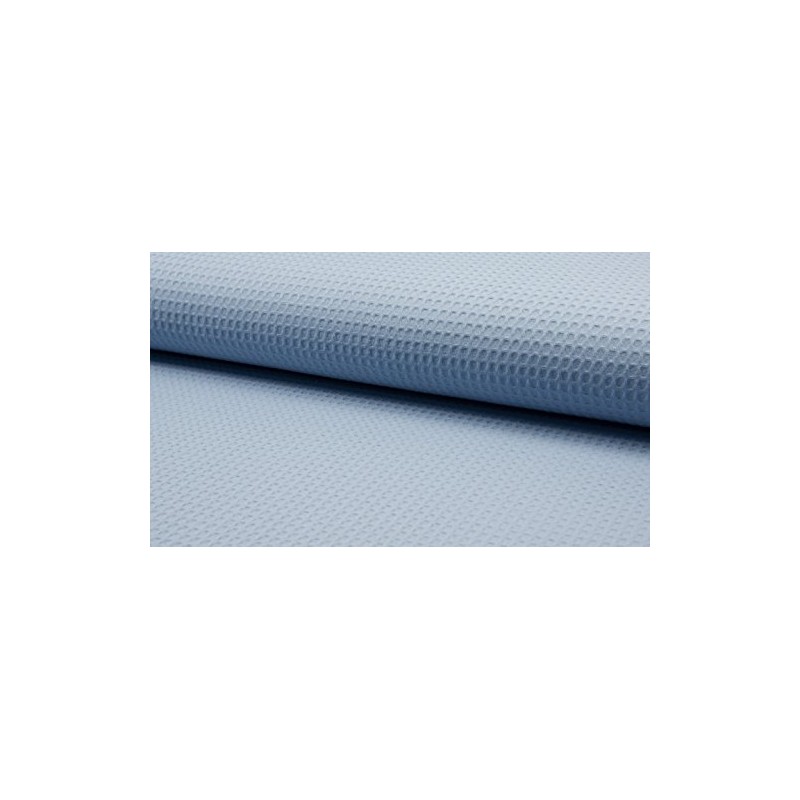 100% Cotton Waffle Honeycomb Pique Fabric Material - Dusty Blue,