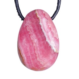Lebensquelle Plus Rhodochrosite Drop Pendant | Drilled Tumbled Stone Pendant with Cotton Cord | High-Quality Gemstone Pendant, Semi Precious Stone, Rhodochrosite