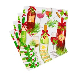 Caspari A Christmas Toast Cocktail Napkins - 20 Per Package