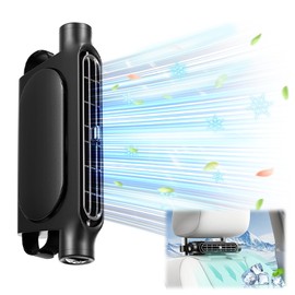 iKiKin Car Seat Fan with Dual Turbo Strong Wind Design, 3-Speed Adjustable USB Car Backrest Fan, Suitable for All Car Jeep Vans, RV Trucks, Camping Vehicles (Black)