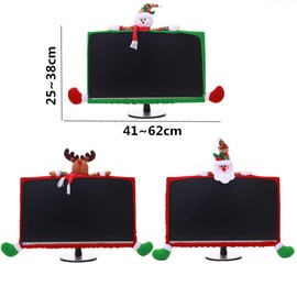 SUSHAFEN 1 Pack Christmas Computer Monitor Border Cover TV Monitor Cover Elastic Laptop Computer Cover for Xmas Home Office Computer Decoration-Santa Claus