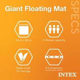 Intex 56841EP Giant Inflatable Floating Water Pool Lake Mat Platform Pad, Teal, 114in x 89in