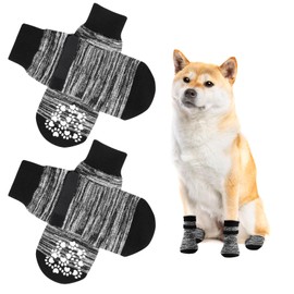 AUAUY 2 Pairs of Indoor Non-Slip Socks for Dogs, Soft Pet Protection, Non-Slip Socks Dog with Velcro Fastening, Hardwood Floors Indoors, Dog Socks for Small, Medium, Large Dogs, M
