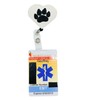 Animal Paw Print Badge Reel, Retractable Heart ID Holder, Veterinary
