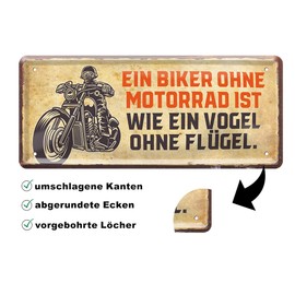 schilderkreis24 Tin Signs Collection 28 x 12 cm - Funny & Motivational Motorcycle Sayings: Decoration & Gift Ideas for Bikers (A Biker Without Motorcycle)