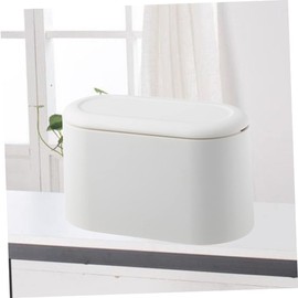 STOBOK 1pc Mini Desktop Trash Can Simple Press Cover Waste Bin for Office Home and Table Compact White Design for Spaces Garbage Container