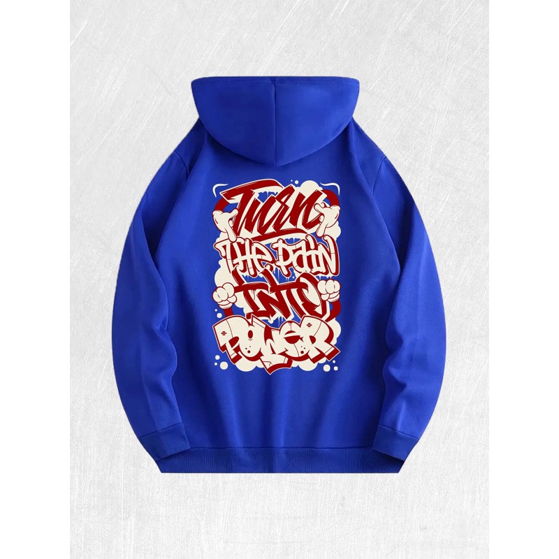 Graffiti "Turn Pain Into Power" Graphic Hoodie 100% Cotton US