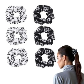 6 PCS Soccer Hair Scrunchies Football Hair Elastic Ties for Women Girls Silky Sport Scrunchy Soccer Player Gifts for Teams Coaches