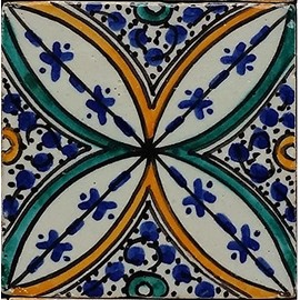 Casa Moro Moroccan Ceramic Tile Saba 10 x 10 cm Colourful Hand-Painted Oriental Tile Crafts from Morocco Wall Tile for Beautiful Kitchen Shower Bathroom HBF8022