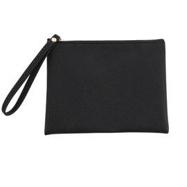 1 PCS Mini Makeup Pouch for Purse 7.4"× 5.9" Small Black Wristlet Purse Small Leather Makeup Bag Mini Cosmetic Zipper Little Wristlet Travel Pouch for Women Lipstick Car Change Coin Organizer (Black)