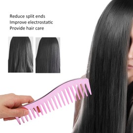 Wide Tooth Combs, No Handle Detangler Comb Women Professional Hair Styling Comb for Curly or Straight Hair Wet or Dry Hair (Purple Pink)