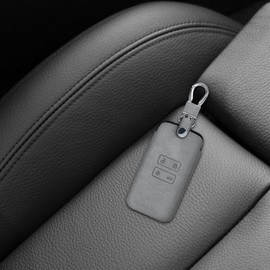 kwmobile Car Key Cover Compatible with Renault 4 Button Car Key Smart Key (only Keyless Go) - Synthetic Suede Key Fob Cover Case - Grey