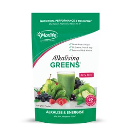 Morlife Alkalising Greens Powder Supplement, Berry Burst, 20 Super Greens, Fruits and Vegetables, Pre & Probiotics, Key Alkalizing Minerals, Vegetarian Superfood Formula, 7 oz, 20 Servings