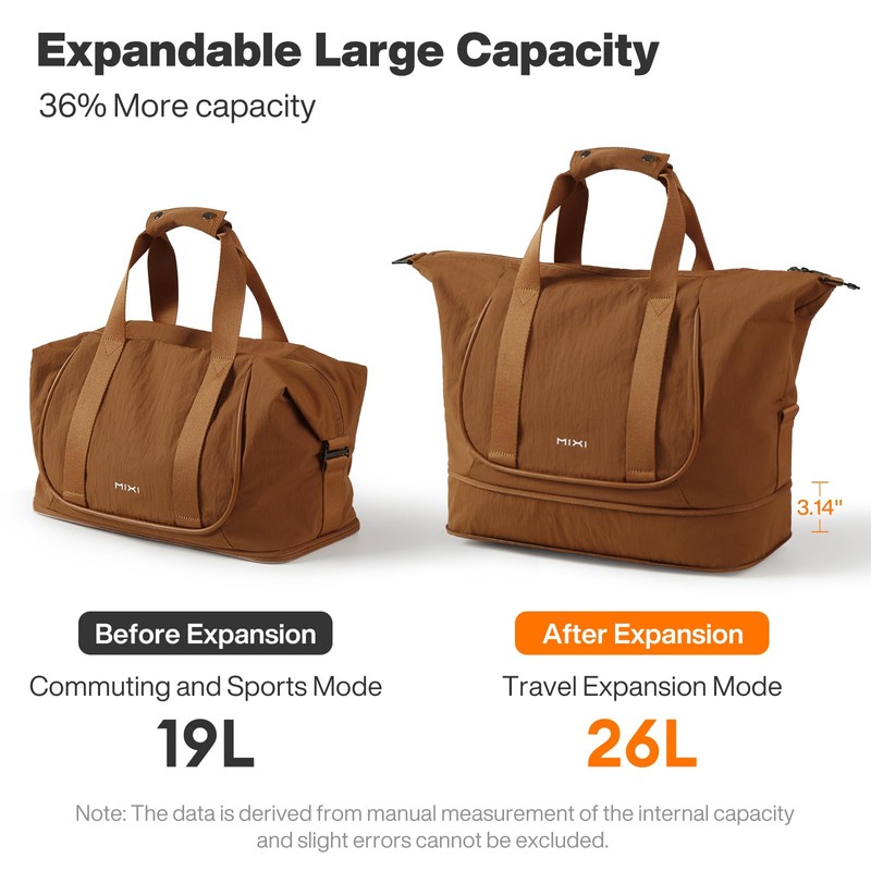 mixi Travel Tote Bag for Women Large Expandable Travel Bag